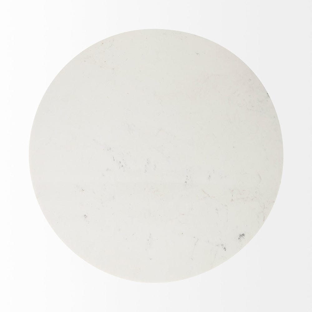 Mercana - Maxwell 48L x 48W x 30H White Marble Round Top W/ Black Metal and Wood Pedestal Base Dining Table - 69366-AB view 4