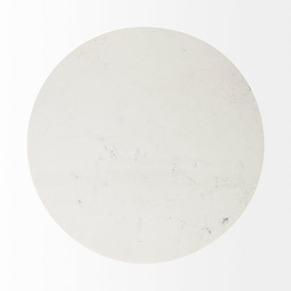 Mercana - Maxwell 48L x 48W x 30H White Marble Round Top W/ Black Metal and Wood Pedestal Base Dining Table - 69366-AB view 4