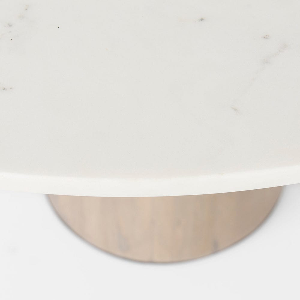 Mercana - Maxwell 48L x 48W x 30H White Marble Round Top W/ Black Metal and Wood Pedestal Base Dining Table - 69366-AB view 5