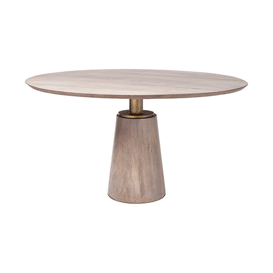 Mercana - Maxwell II 54" Round Brown Solid Wood Top Brown Wood/Gold Metal Base Dining Table - 69032-AB view 1