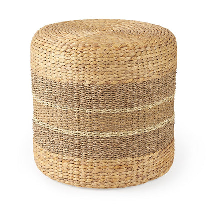 Mercana - Maya 17.7L x 17.7W x 17.7H Light Brown W/Medium Brown Stripes Seagrass Round Pouf - 69577 view 1