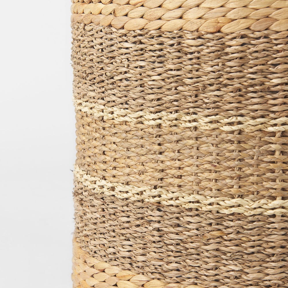 Mercana - Maya 17.7L x 17.7W x 17.7H Light Brown W/Medium Brown Stripes Seagrass Round Pouf - 69577 view 5
