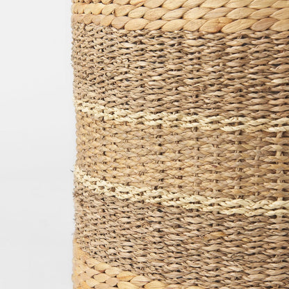 Mercana - Maya 17.7L x 17.7W x 17.7H Light Brown W/Medium Brown Stripes Seagrass Round Pouf - 69577 view 5