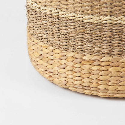 Mercana - Maya 17.7L x 17.7W x 17.7H Light Brown W/Medium Brown Stripes Seagrass Round Pouf - 69577 view 6