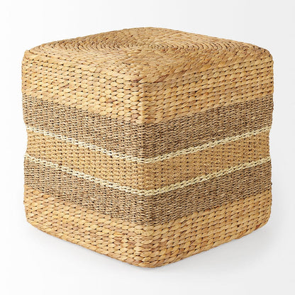 Mercana - Maya 17.7L x 17.7W x 17.7H Light Brown W/Medium Brown Stripes Seagrass Square Pouf - 69576 view 3