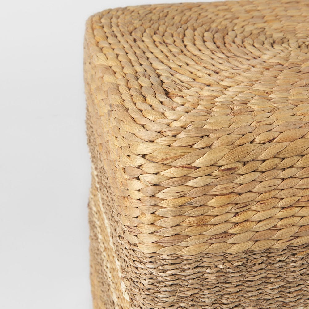Mercana - Maya 17.7L x 17.7W x 17.7H Light Brown W/Medium Brown Stripes Seagrass Square Pouf - 69576 view 5