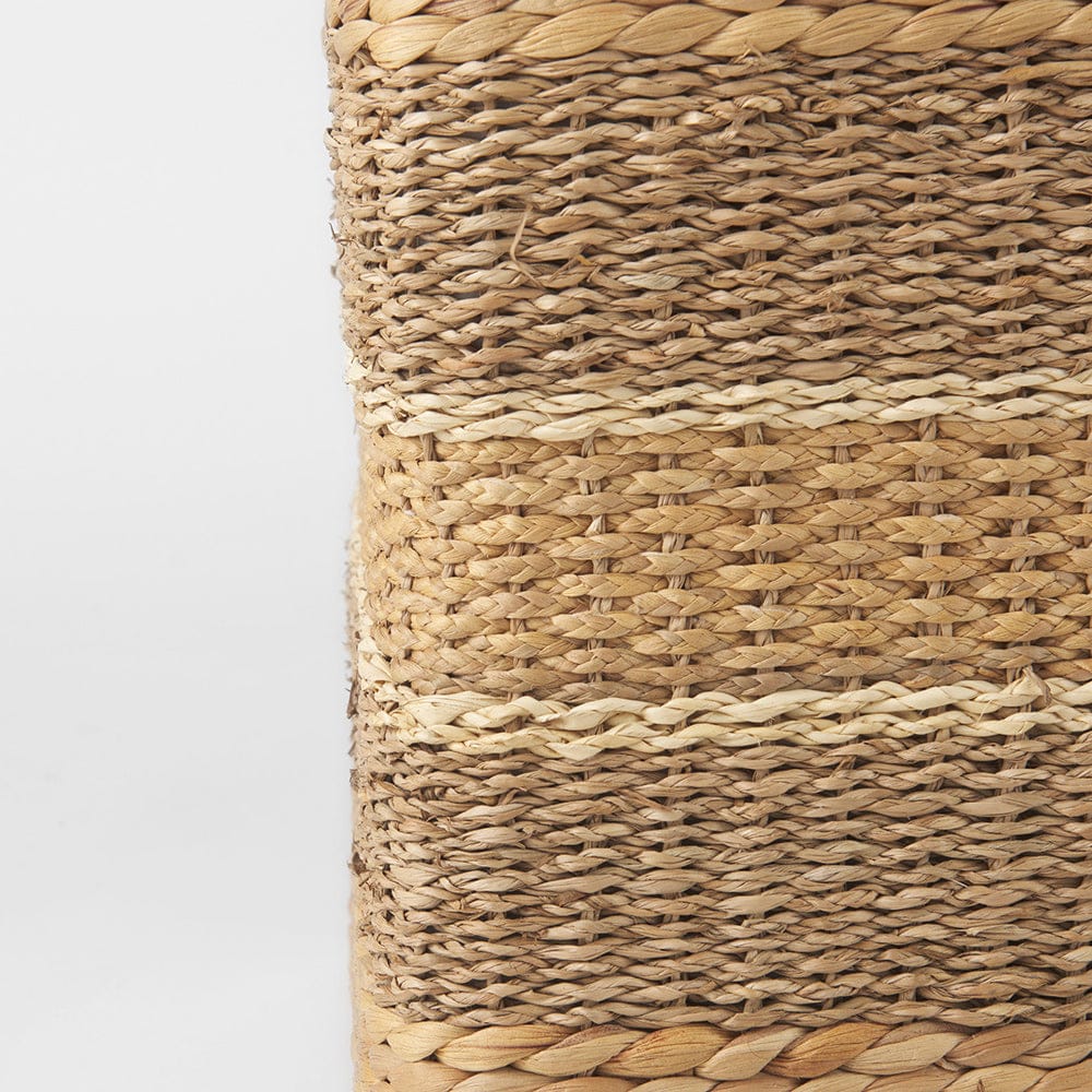 Mercana - Maya 17.7L x 17.7W x 17.7H Light Brown W/Medium Brown Stripes Seagrass Square Pouf - 69576 view 7