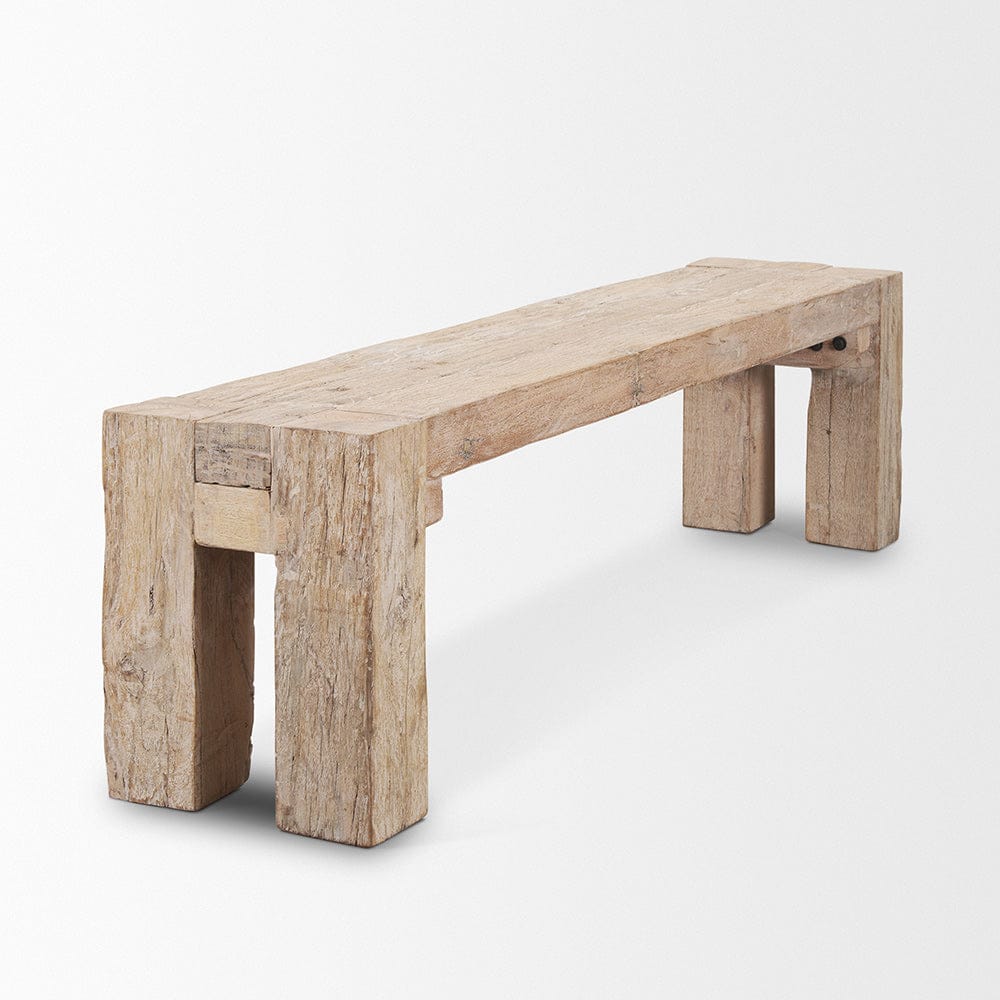 Mercana - McArthur Whitewash Reclaimed Wood Bench - 71035 view 4
