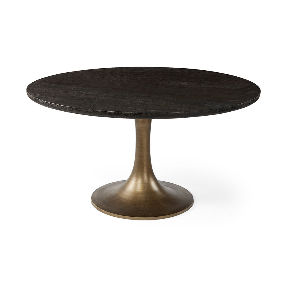 Mercana - McLeod II 54 L x 54 W x 28.75 H Round Brown Solid Wood Top Gold Metal Base Dining Table - 67502-AB view 1