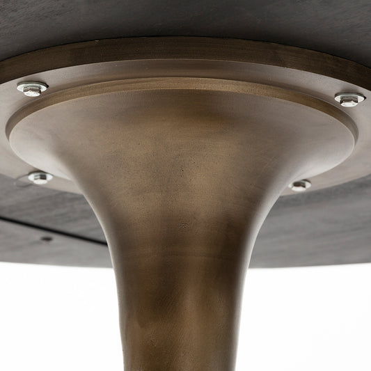 Mercana - McLeod II 54 L x 54 W x 28.75 H Round Brown Solid Wood Top Gold Metal Base Dining Table - 67502-AB view 2