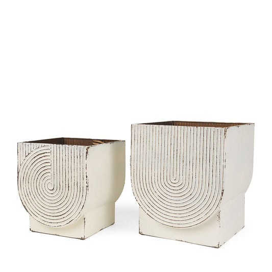 Mercana - Medina Off White w/ Gold Antiquing Metal Planters (Set of 2) - 70547_CLOSEOUT view 1