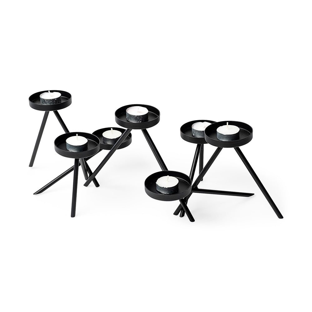 Mercana - Meira Black Metal Seven Votive Table Candle Holder - 68942 view 1