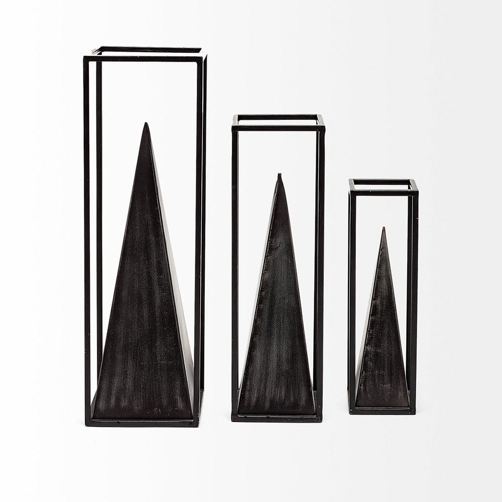 Mercana - Memphis II Medium 4L x 4W Black Metal Pyramid In A Square Frame - 67657 view 3