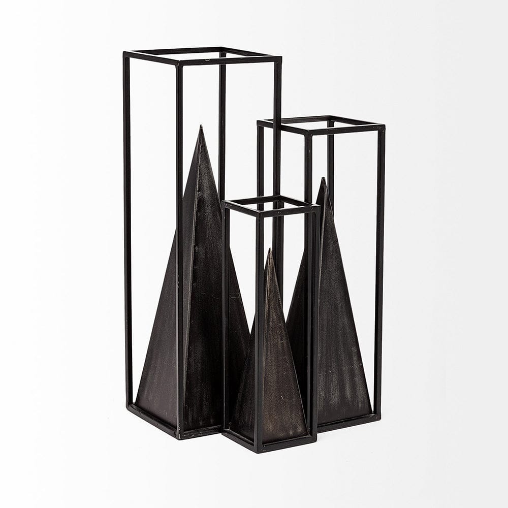 Mercana - Memphis II Medium 4L x 4W Black Metal Pyramid In A Square Frame - 67657 view 4