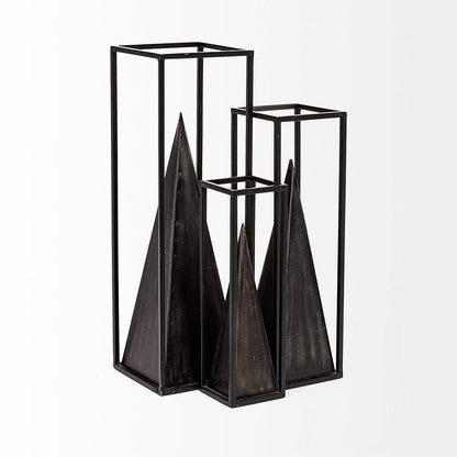 Mercana - Memphis II Medium 4L x 4W Black Metal Pyramid In A Square Frame - 67657 view 4