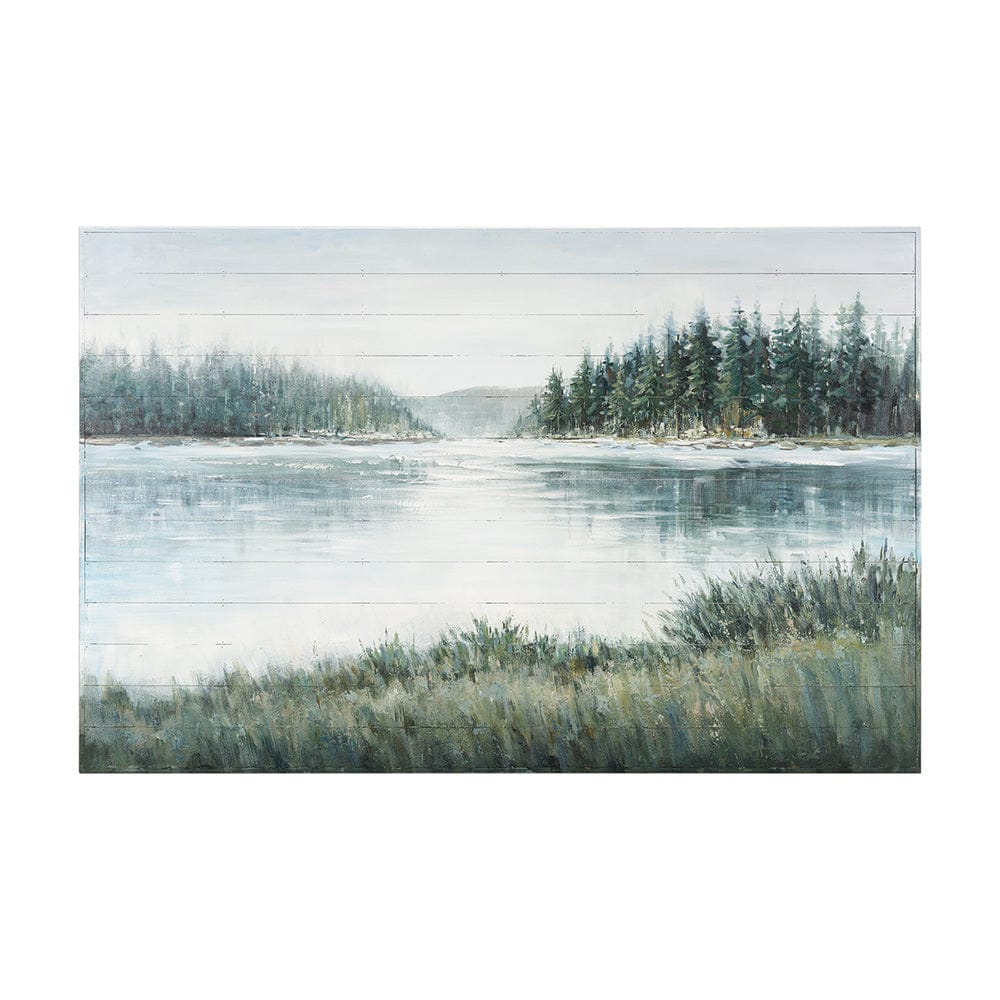 Mercana - Mere Pond Lake 60x40 Hand Painted on Wood Oil Painting - 70373 view 1