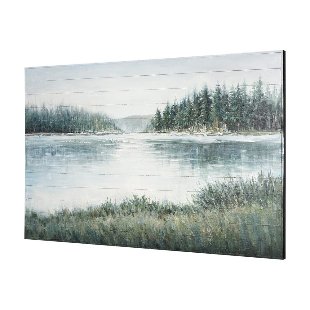 Mercana - Mere Pond Lake 60x40 Hand Painted on Wood Oil Painting - 70373 view 2