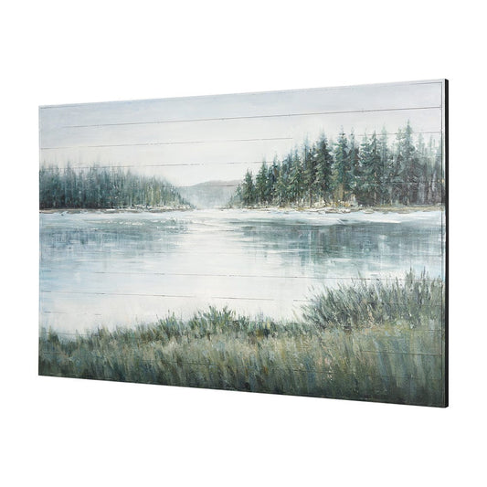 Mercana - Mere Pond Lake 60x40 Hand Painted on Wood Oil Painting - 70373 view 2