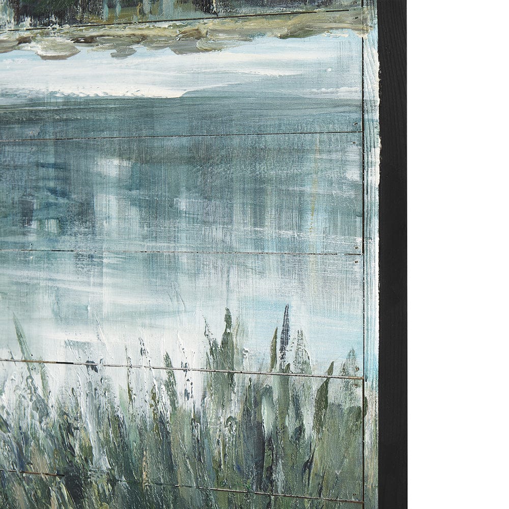 Mercana - Mere Pond Lake 60x40 Hand Painted on Wood Oil Painting - 70373 view 4