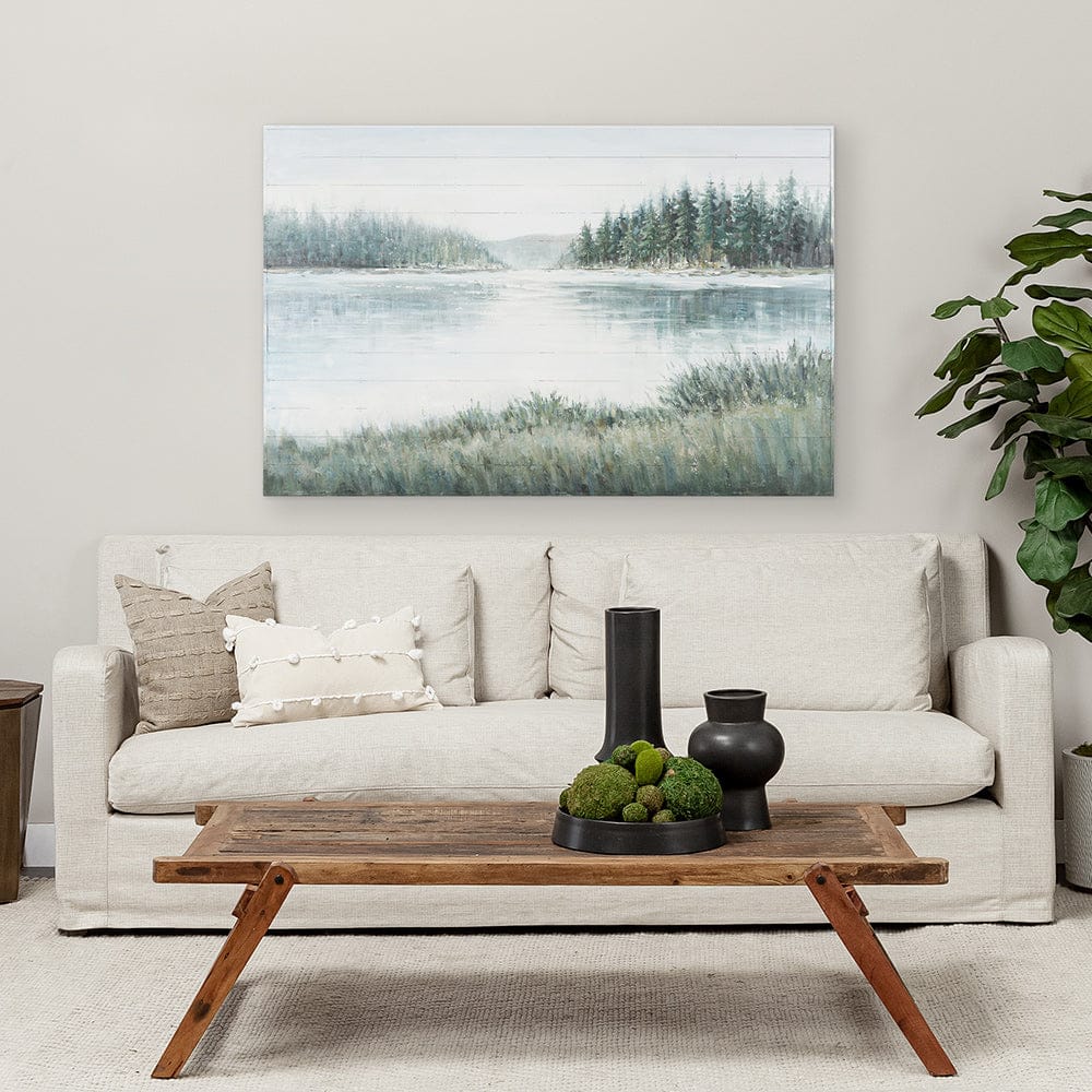 Mercana - Mere Pond Lake 60x40 Hand Painted on Wood Oil Painting - 70373 view 8