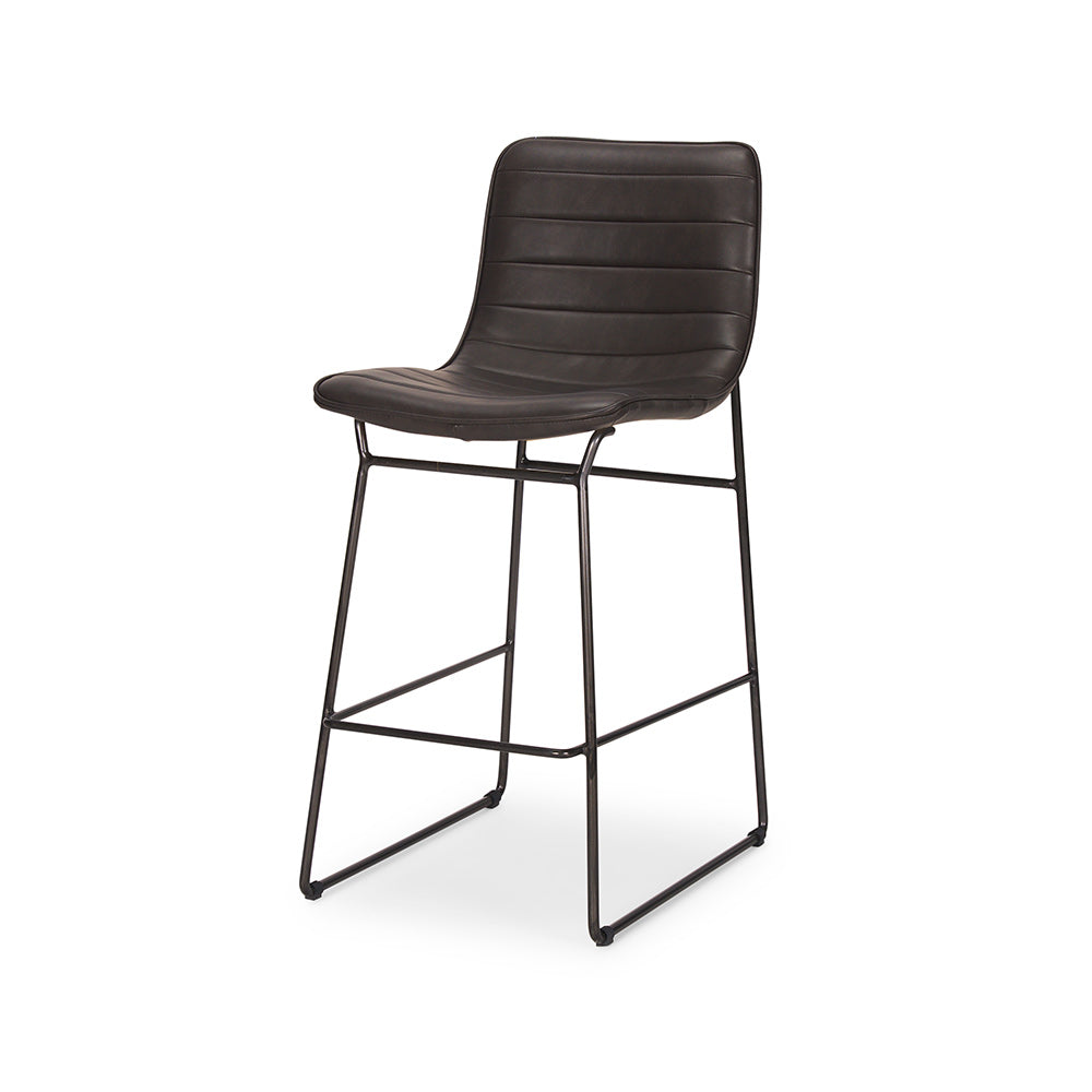 Mercana - Meritt 37"H Black Faux-Leather Seat W/ Black Metal Frame Stool - 67607_CLOSEOUT view 1