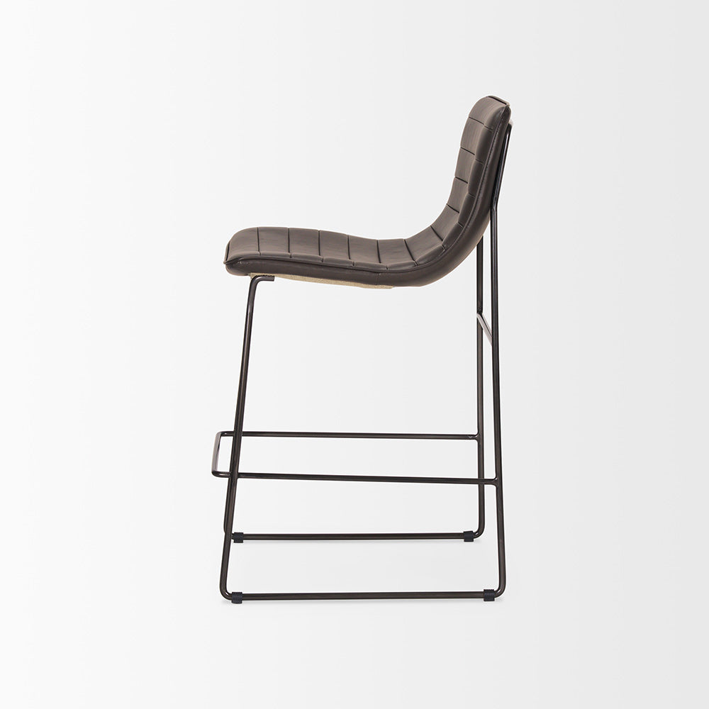 Mercana - Meritt 37"H Black Faux-Leather Seat W/ Black Metal Frame Stool - 67607_CLOSEOUT view 4