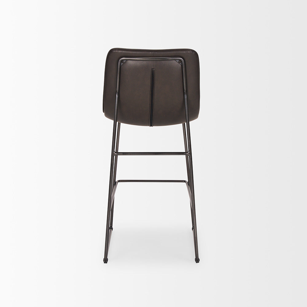 Mercana - Meritt 37"H Black Faux-Leather Seat W/ Black Metal Frame Stool - 67607_CLOSEOUT view 5