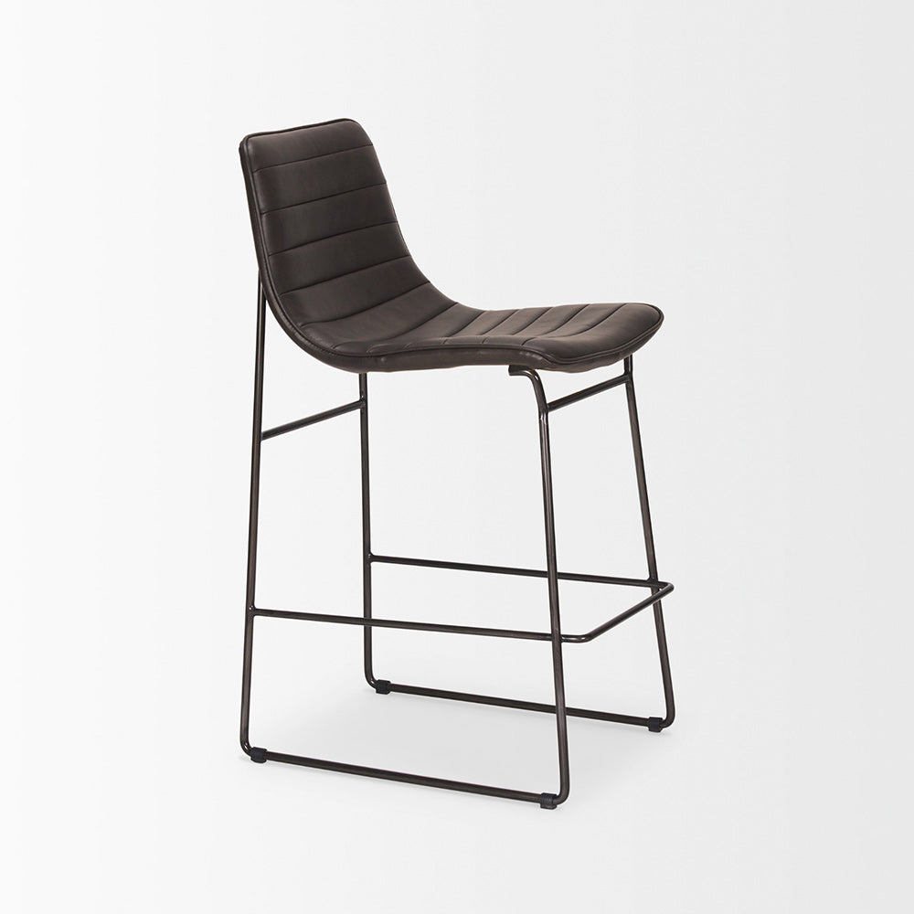 Mercana - Meritt 37"H Black Faux-Leather Seat W/ Black Metal Frame Stool - 67607_CLOSEOUT view 6