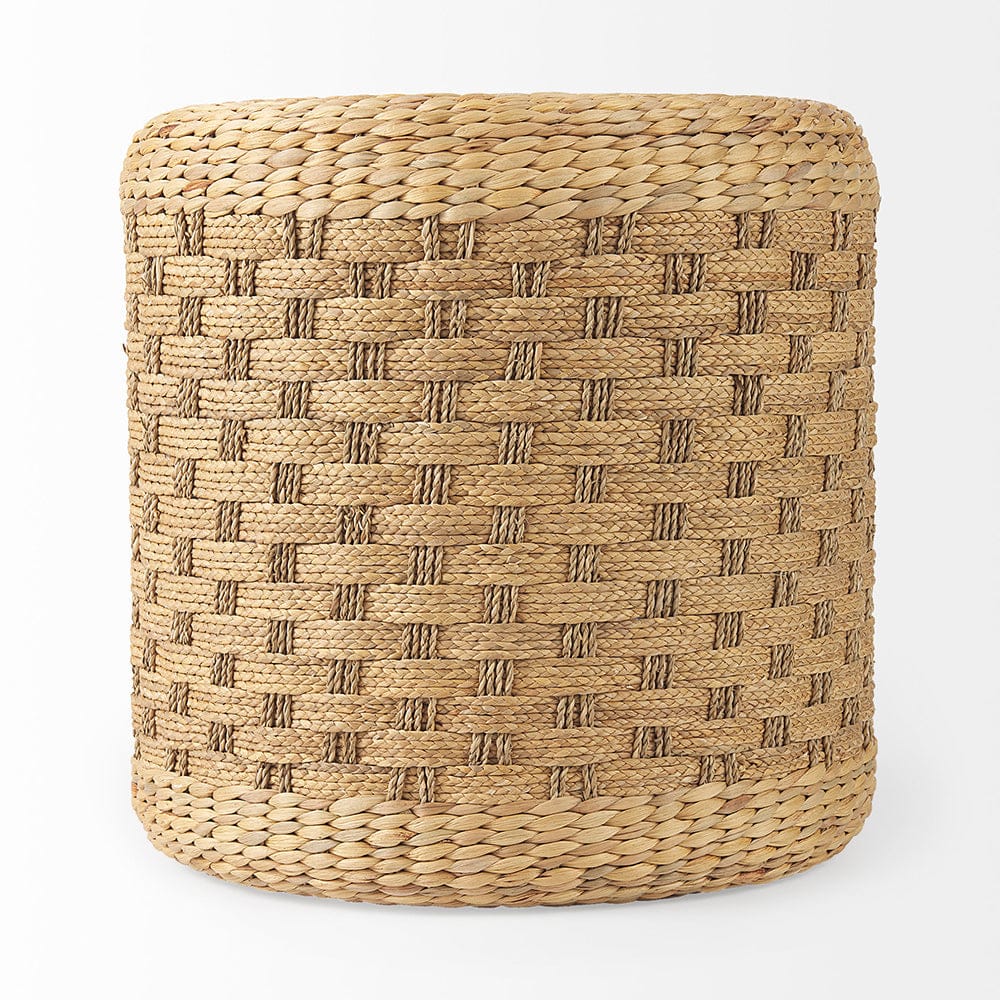 Mercana - Michelle 17.7L x 17.7W x 17.7H Light Brown Woven Seagrass Round Pouf - 69580 view 2