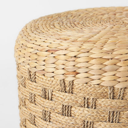 Mercana - Michelle 17.7L x 17.7W x 17.7H Light Brown Woven Seagrass Round Pouf - 69580 view 4