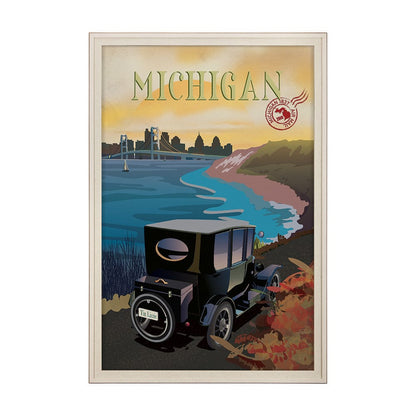Mercana - Michigan Go USA XL by Mercana Studio a Hand Embellished Decograph Framed Art Print under Glass - 15789 view 1