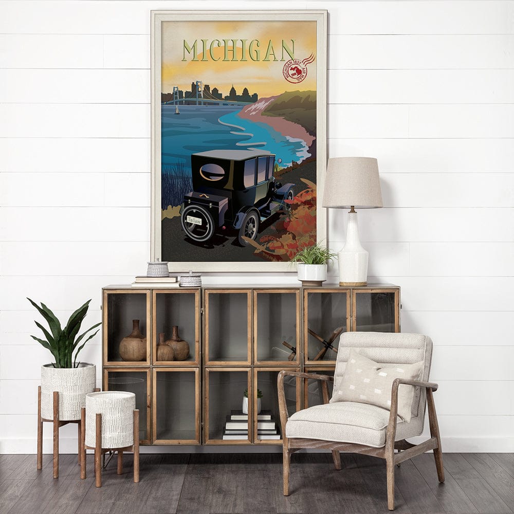 Mercana - Michigan Go USA XL by Mercana Studio a Hand Embellished Decograph Framed Art Print under Glass - 15789 view 5