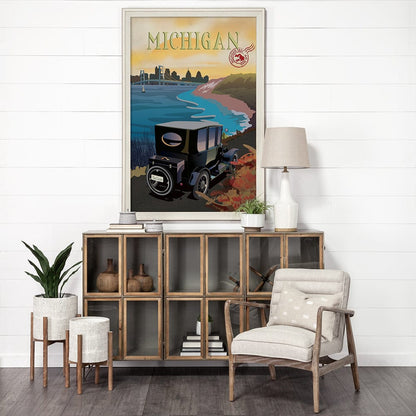 Mercana - Michigan Go USA XL by Mercana Studio a Hand Embellished Decograph Framed Art Print under Glass - 15789 view 5