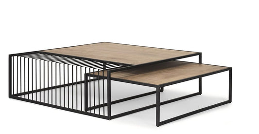 Mercana - Miles Black Metal w/ Light Wood Nesting Coffee Table - 70197 view 1
