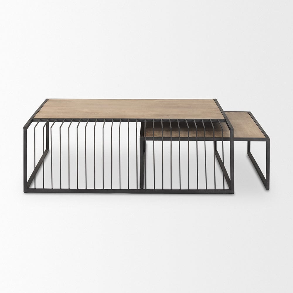 Mercana - Miles Black Metal w/ Light Wood Nesting Coffee Table - 70197 view 2