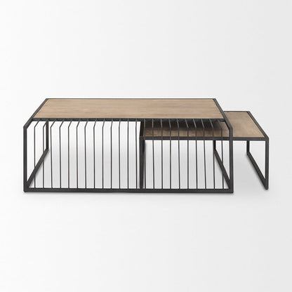 Mercana - Miles Black Metal w/ Light Wood Nesting Coffee Table - 70197 view 2