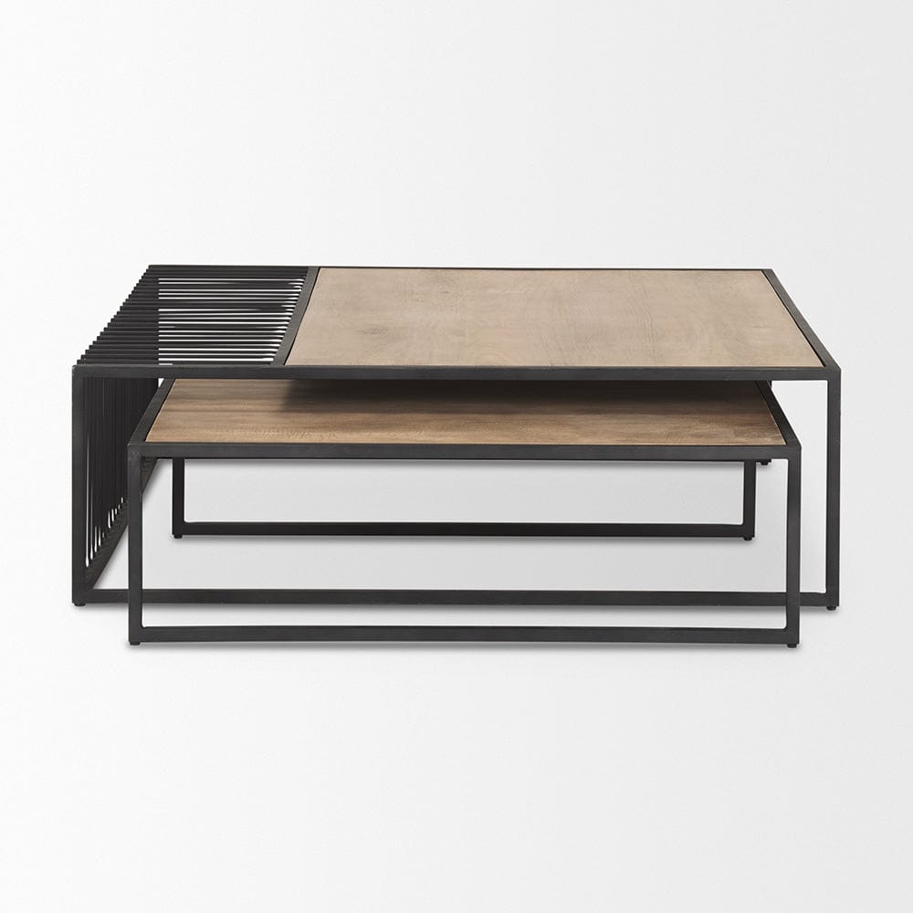 Mercana - Miles Black Metal w/ Light Wood Nesting Coffee Table - 70197 view 3
