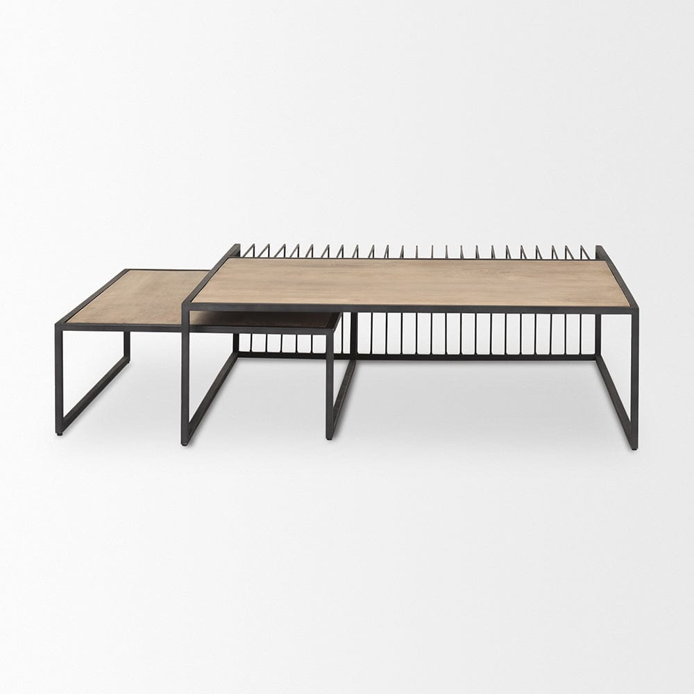 Mercana - Miles Black Metal w/ Light Wood Nesting Coffee Table - 70197 view 4