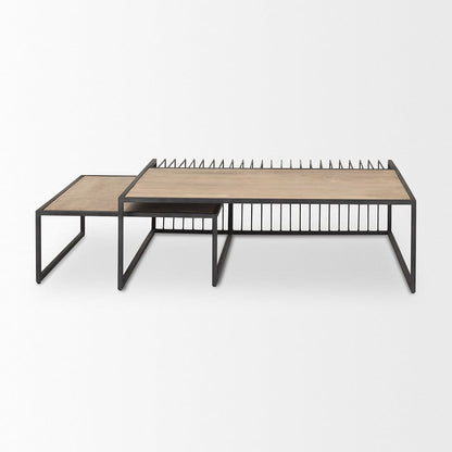 Mercana - Miles Black Metal w/ Light Wood Nesting Coffee Table - 70197 view 4