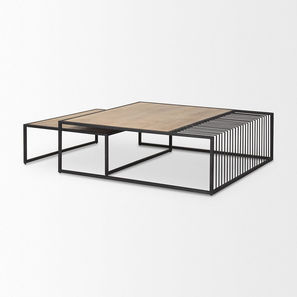 Mercana - Miles Black Metal w/ Light Wood Nesting Coffee Table - 70197 view 5
