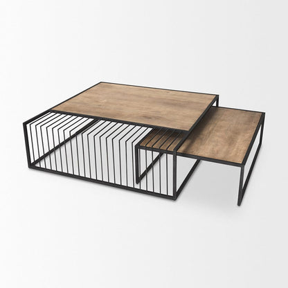 Mercana - Miles Black Metal w/ Light Wood Nesting Coffee Table - 70197 view 6