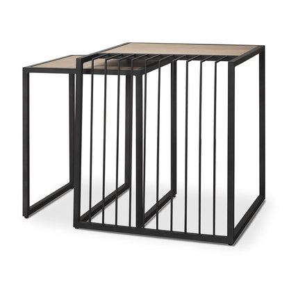 Mercana - Miles Black Metal w/ Light Wood Nesting End/Side Table - 70196 view 1