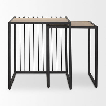 Mercana - Miles Black Metal w/ Light Wood Nesting End/Side Table - 70196 view 4
