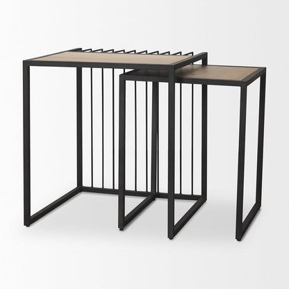 Mercana - Miles Black Metal w/ Light Wood Nesting End/Side Table - 70196 view 5