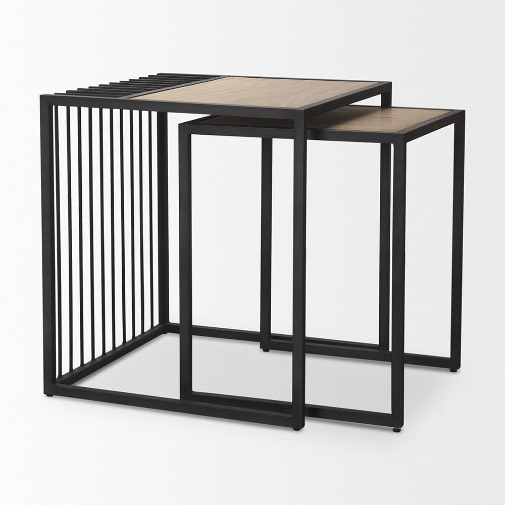Mercana - Miles Black Metal w/ Light Wood Nesting End/Side Table - 70196 view 6