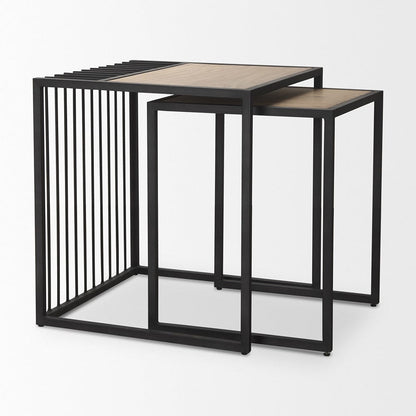 Mercana - Miles Black Metal w/ Light Wood Nesting End/Side Table - 70196 view 6