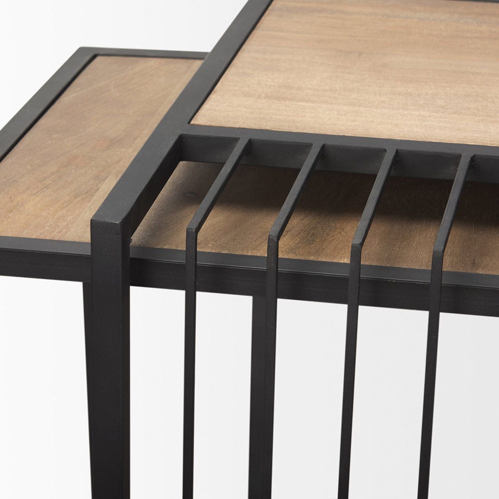 Mercana - Miles Black Metal w/ Light Wood Nesting End/Side Table - 70196 view 8