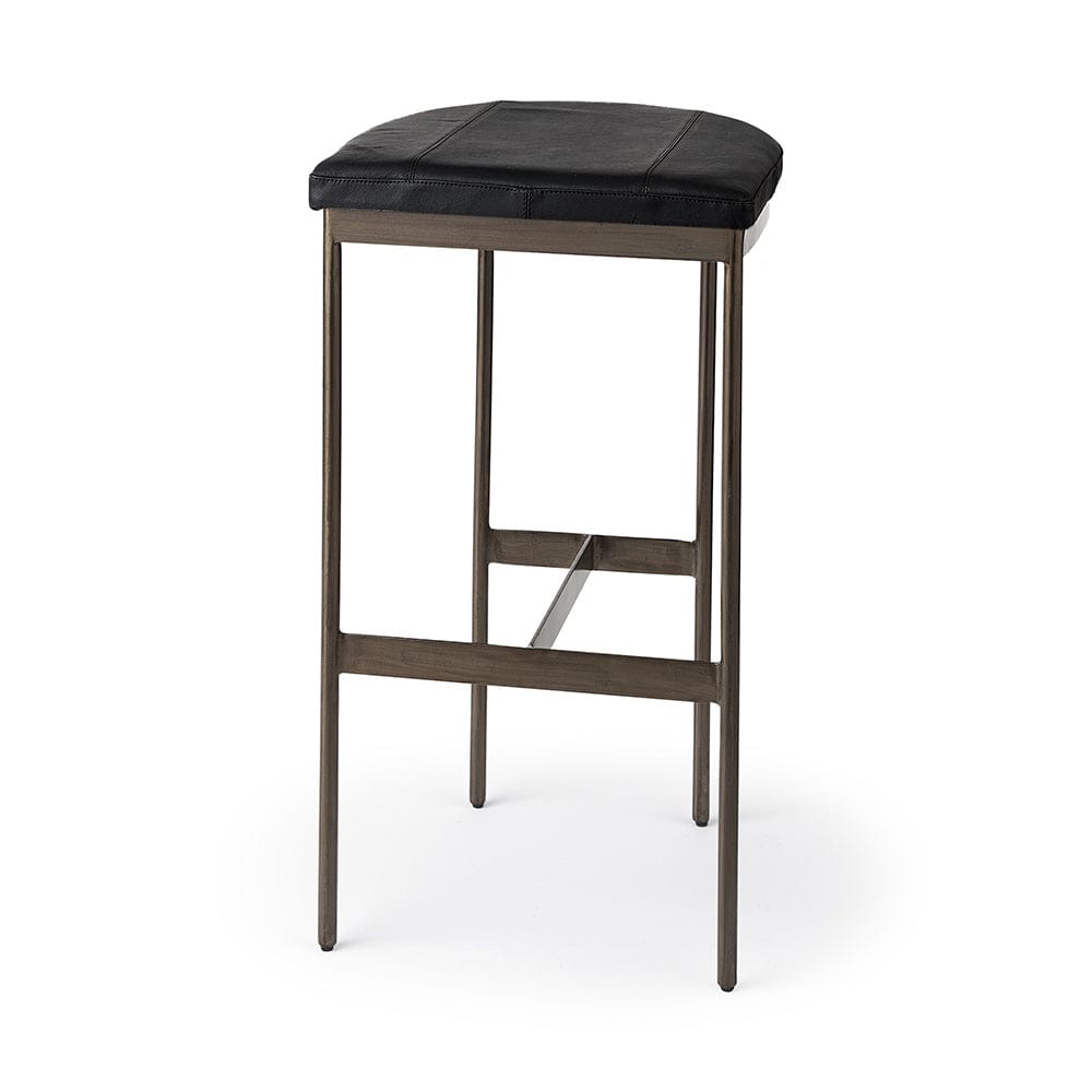 Mercana - Millie 16.75L x 17.75W x 30.25H Black Leather Seat W/ Metal Frame Bar Stool - 69387 view 1