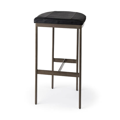Mercana - Millie 16.75L x 17.75W x 30.25H Black Leather Seat W/ Metal Frame Bar Stool - 69387 view 1