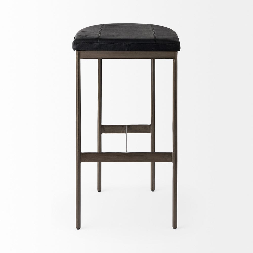 Mercana - Millie 16.75L x 17.75W x 30.25H Black Leather Seat W/ Metal Frame Bar Stool - 69387 view 2